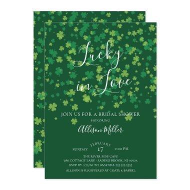 Lucky in Love Shamrock Bridal Shower Invitations