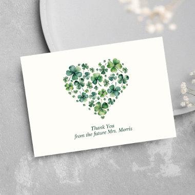 Lucky in Love Shamrock Heart Bridal Shower Thank You Invitations