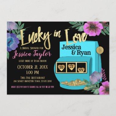 Lucky in Love Slot Machine Bridal Shower Invitations