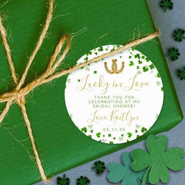 Lucky In Love St. Patrick's Day Bridal Shower Classic Round Sticker