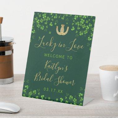 Lucky In Love St. Patrick's Day Bridal Shower Pedestal Sign