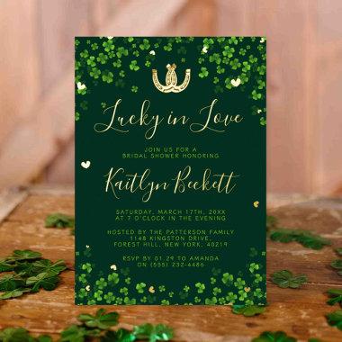 Lucky In Love St. Patrick's Day Bridal Shower Real Foil Invitations