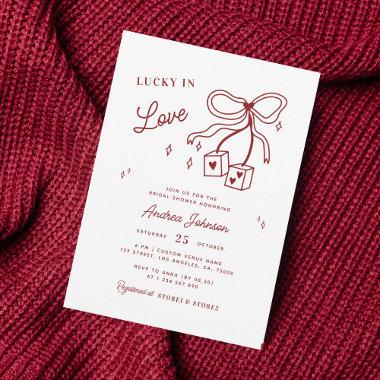 Lucky in Love Vegas Casino Dice Bow Bridal Shower Invitations