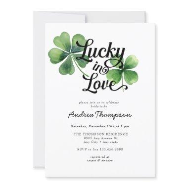 Lucky in Love | Watercolor Bridal Shower Invitations