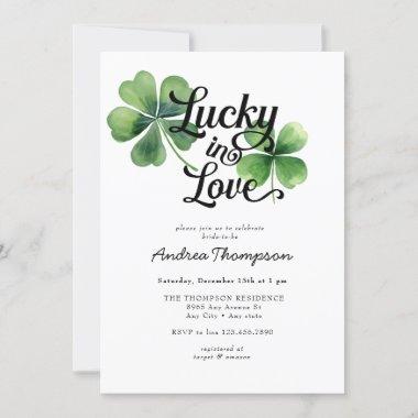 Lucky in Love | Watercolor Bridal Shower Invitations