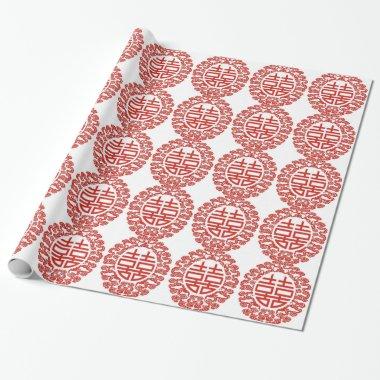 Lucky red double happiness chinese wedding wrapping paper