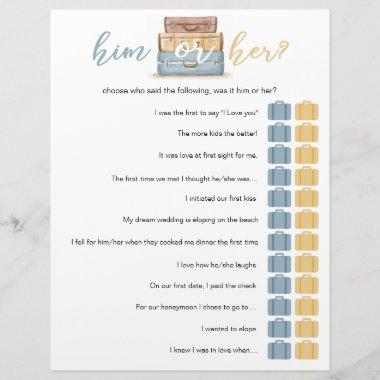 Luggage Him or Her // bridal shower game