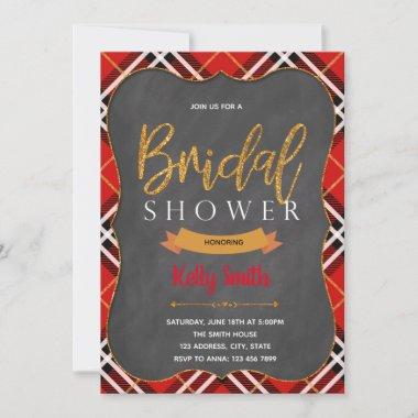 Lumberjack plaid bridal shower Invitations