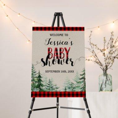 Lumberjack Red Plaid Baby Shower Welcome Sign
