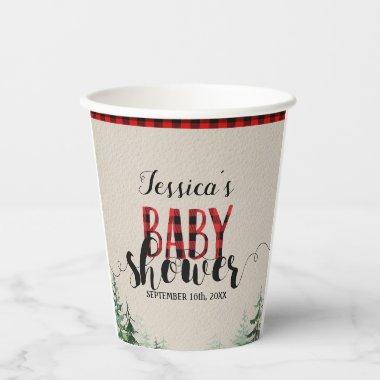 Lumberjack Red Plaid Mountain Forest Paper Cups