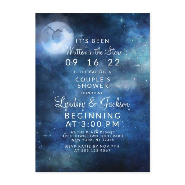 Lunar Sky Full Moon Stars Couple's Wedding Shower Invitations