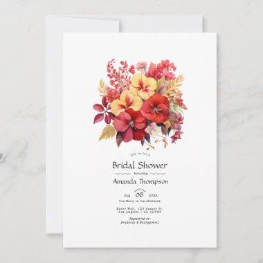 Luscious Red Floral Bridal Shower Invitations