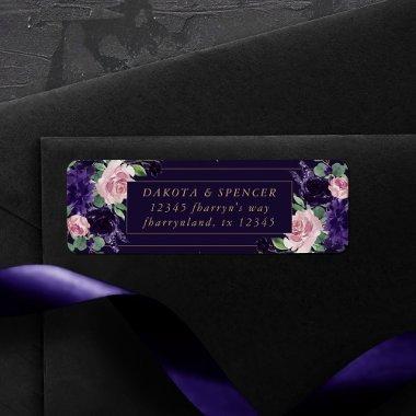 Lush Blossoms | Purple and Pink Bouquet Address Label