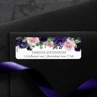 Lush Blossoms | Purple and Pink Garland Address Label