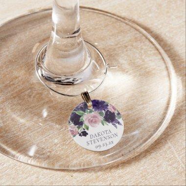 Lush Blossoms | Purple and Pink Rose Floral Custom Wine Charm