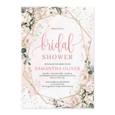 Lush blush pink floral gold frame
