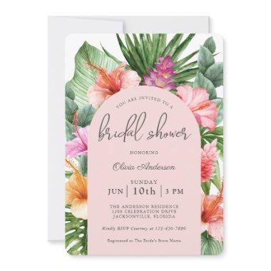 Lush Tropical Floral Bridal Shower and Luau Invitations