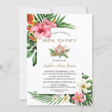 Lush Tropical Garden Flowers Bridal Tea Party Invitations