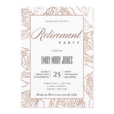LUX ELEGANT BLUSH PINK ROSE GOLD FLORAL RETIREMENT
