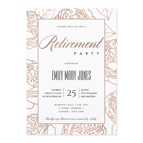 LUX ELEGANT BLUSH PINK ROSE GOLD FLORAL RETIREMENT