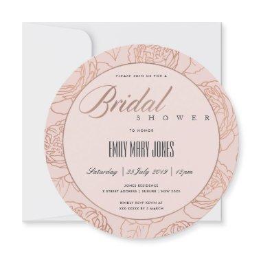 LUXE BLUSH PINK ROSE GOLD FLORAL BRIDAL SHOWER Invitations