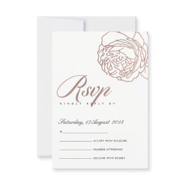 LUXE ELEGANT BLUSH PINK ROSE GOLD FLORAL RSVP