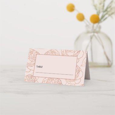 LUXE ELEGANT BLUSH PINK ROSE GOLD FLORAL WEDDING PLACE Invitations