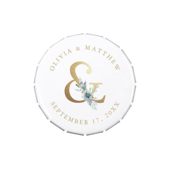 Luxe Floral Ampersand Wedding Monogram Candy Tin