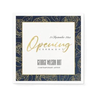 LUXE GOLD NAVY ROSE FLORAL GRAND OPENING CEREMONY NAPKINS
