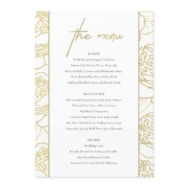 LUXE GOLD WHITE NAVY ELEGANT ROSE FLORAL MENU