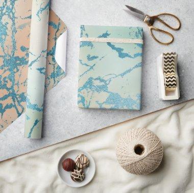 Luxe Marble | Beautiful Yellow and Coral Teal Vein Wrapping Paper