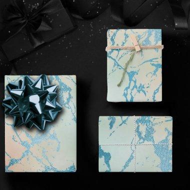 Luxe Marble | Beautiful Yellow and Coral Teal Vein Wrapping Paper Sheets