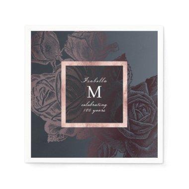 Luxe rose gold vintage botanical  napkins