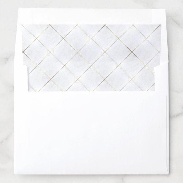 Luxurious White Marble Gold Elegant Modern Plain Envelope Liner
