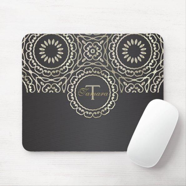 Luxury Elegant Chic Faux Gold And Black Arabesque Mouse Pad