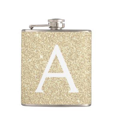 Luxury Gold Glitter and Sparkle Monogram Flask