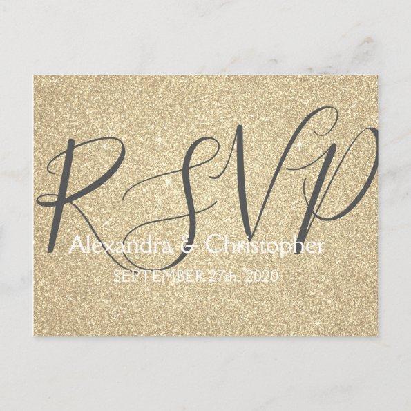 Luxury Gold Glitter and Sparkle RSVP Invitation PostInvitations