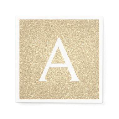 Luxury Gold Glitter & Sparkle Monogram Birthday Napkins