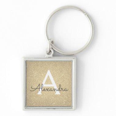 Luxury Gold Glitter & Sparkle Monogram Keychain