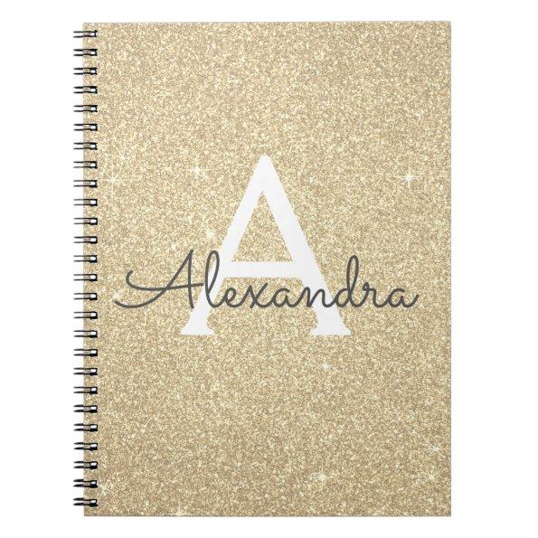 Luxury Gold Glitter Sparkle Monogram Notebook