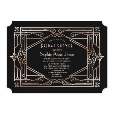 Luxury Gold Great Gatsby Art Deco Bridal Shower Invitations