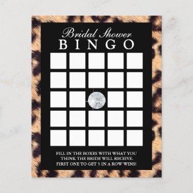 Luxury Leopard Print Bridal Shower Bingo Game Invitations