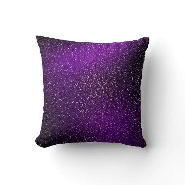 Luxury Purple and Gold Glitter Throw Pillow