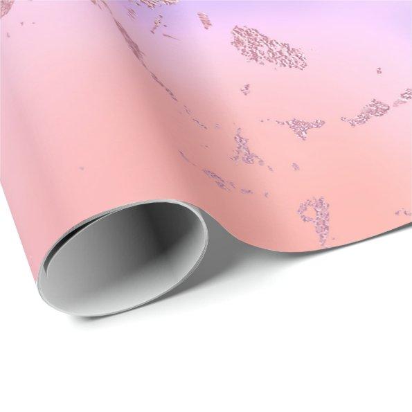 Luxury Rose Gold Peach Pastel Purple Marble Wrapping Paper