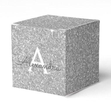 Luxury Silver Glitter & Sparkle Monogram Favor Boxes