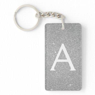Luxury Silver Glitter & Sparkle Monogram Keychain