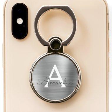 Luxury Silver Metallic Foil Monogram Phone Ring Stand