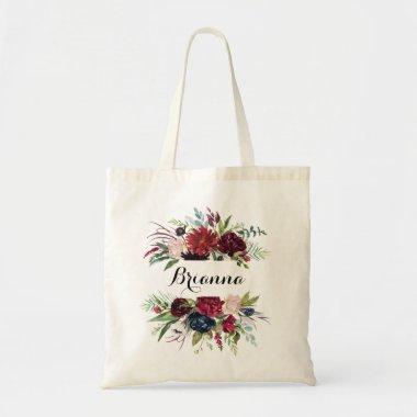 Luxury Whimsical Boho Floral Bridesmaid Tote Bag