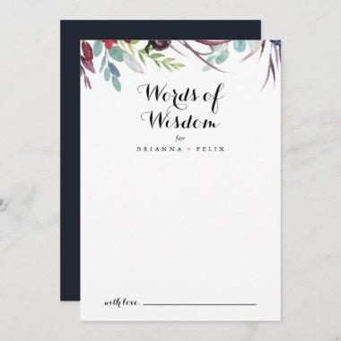 Luxury Whimsical Boho Wedding Words of Wisdom  Advice Card