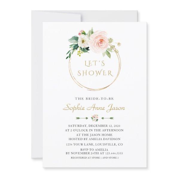 Luxury White Flowers Gold Frame